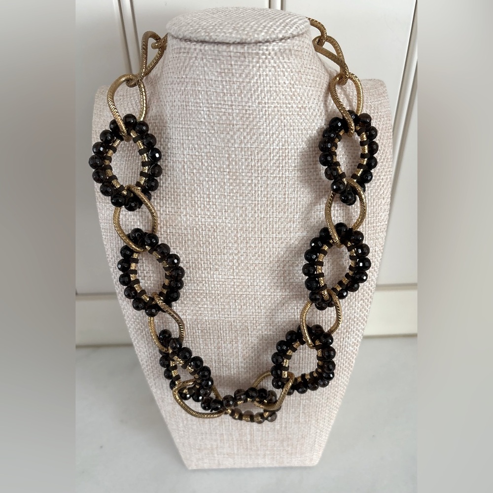 CHAN LUU Black onyx chain link necklace